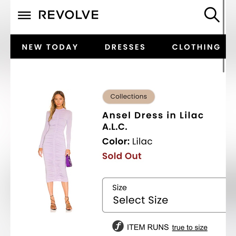 Revolve ALC Ansel dress in Lilac - Picture 4 of 8